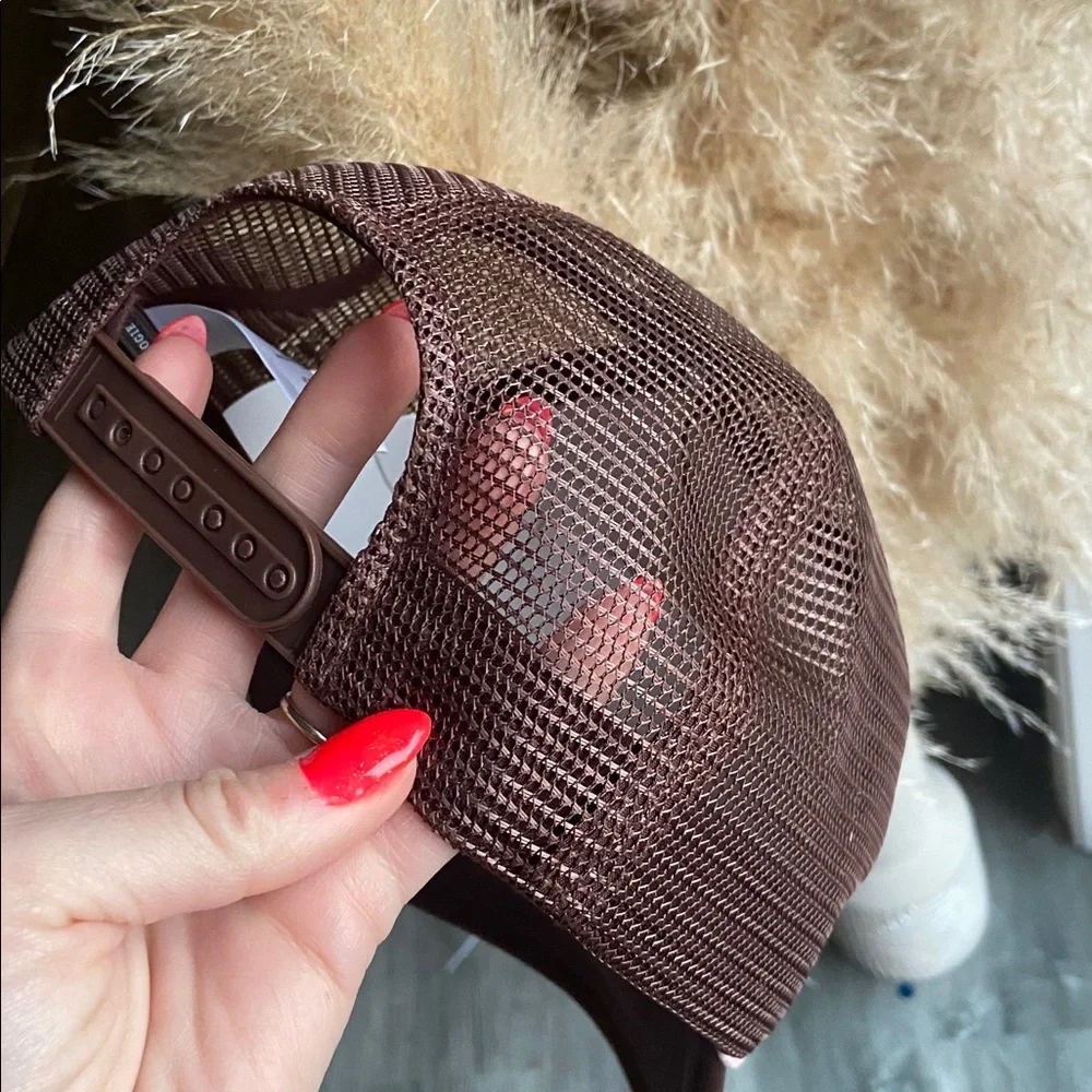 Anthropologie Christmas trucker hat embroidered patches OSFM